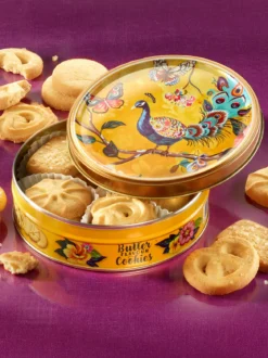 Die kleine Gebäckdose „Pfau“