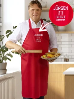 Grill- und Kochschürze, rot, personalisierbar