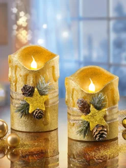 LED-Kerzenduo „Gold“
