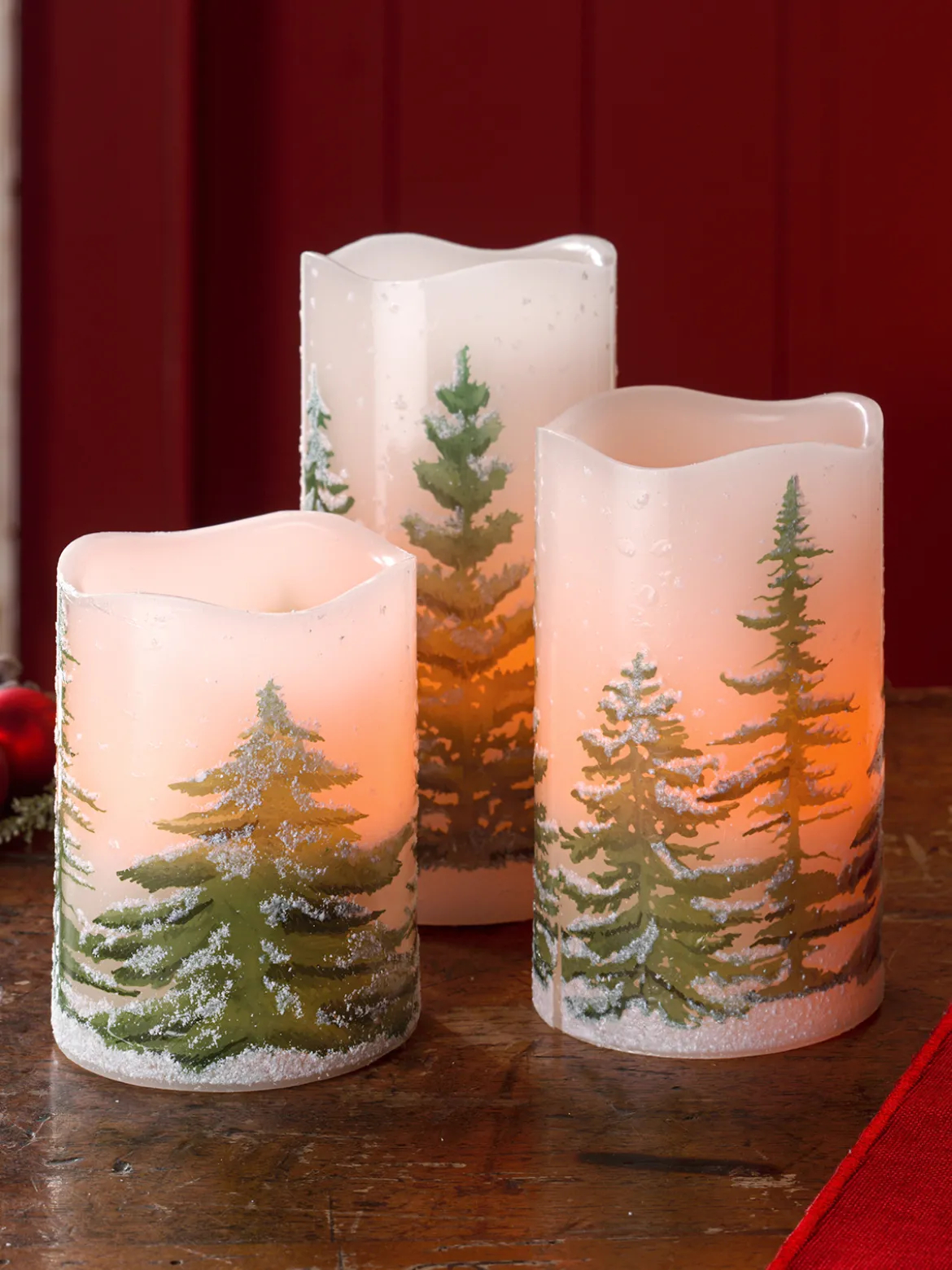 LED Kerzentrio „Winterwald“