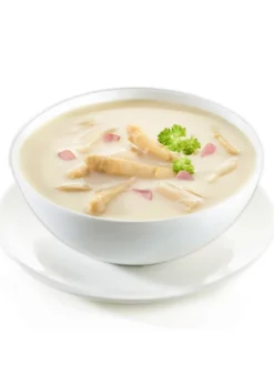 Spargel-Cremesuppe mit Schinken